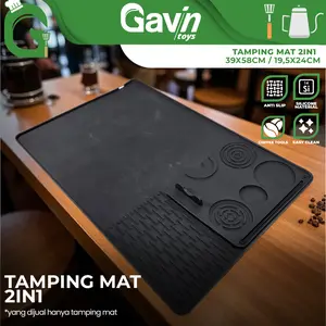 Bar Mat Kopi 2in1 Set Silikon – Alas Mesin Espresso Tamping Mat Barista Besar Alas Portafilter Kopi Coffee Drain Mat