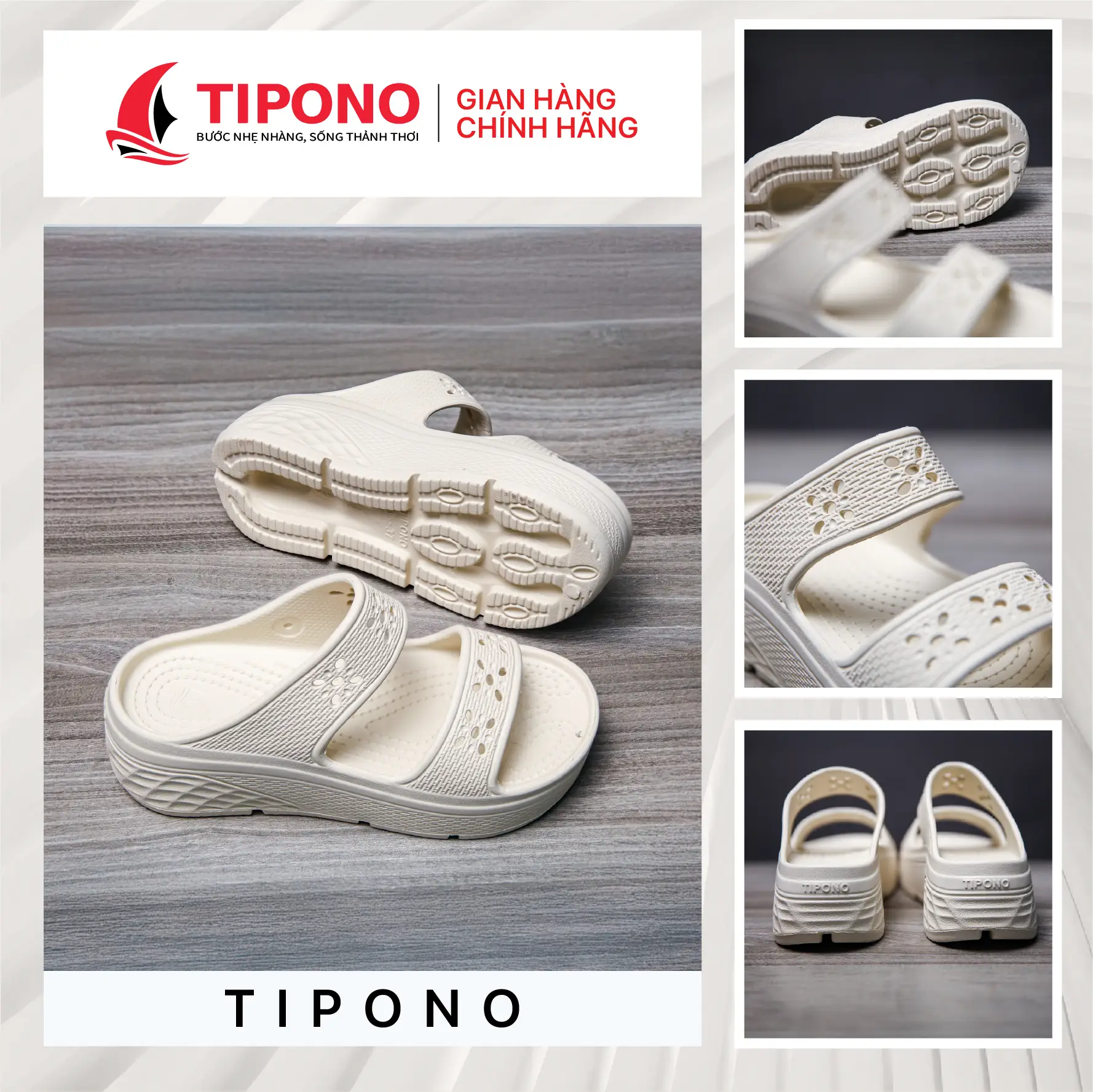 TIPONO LM84 [Tặng Charm Ngẫu Nhiên] Dép Hai Quai Nữ Đế Cao 5-6cm EVA Êm Nhẹ, Tôn Dáng, Thời Trang