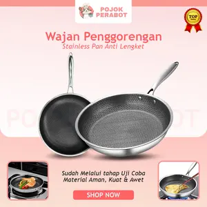[READY STOCK] Wajan Penggorengan Frying Pan Stainless Steel Teflon Anti Lengket Stainless Honeycomb Non-Stick