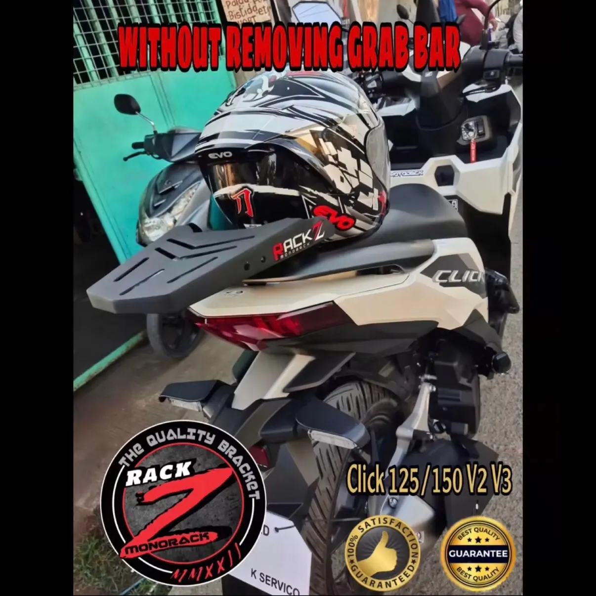 Rack Z Monorack Honda Click 125 / 150 V2 V3 V4 - Plated (Stay grab bar ...