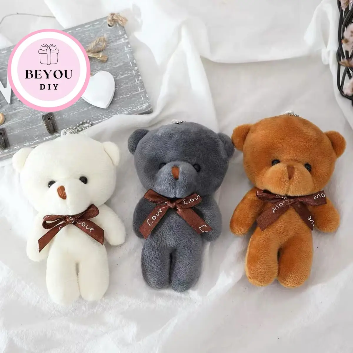 Móc Khóa Gấu Bông Mini, Chất Liệu PP Cotton Mềm Mịn Dễ Thương Phù Hợp Treo Balo, Chìa Khóa, Túi Xách - BEYOU Women Nữ - 1