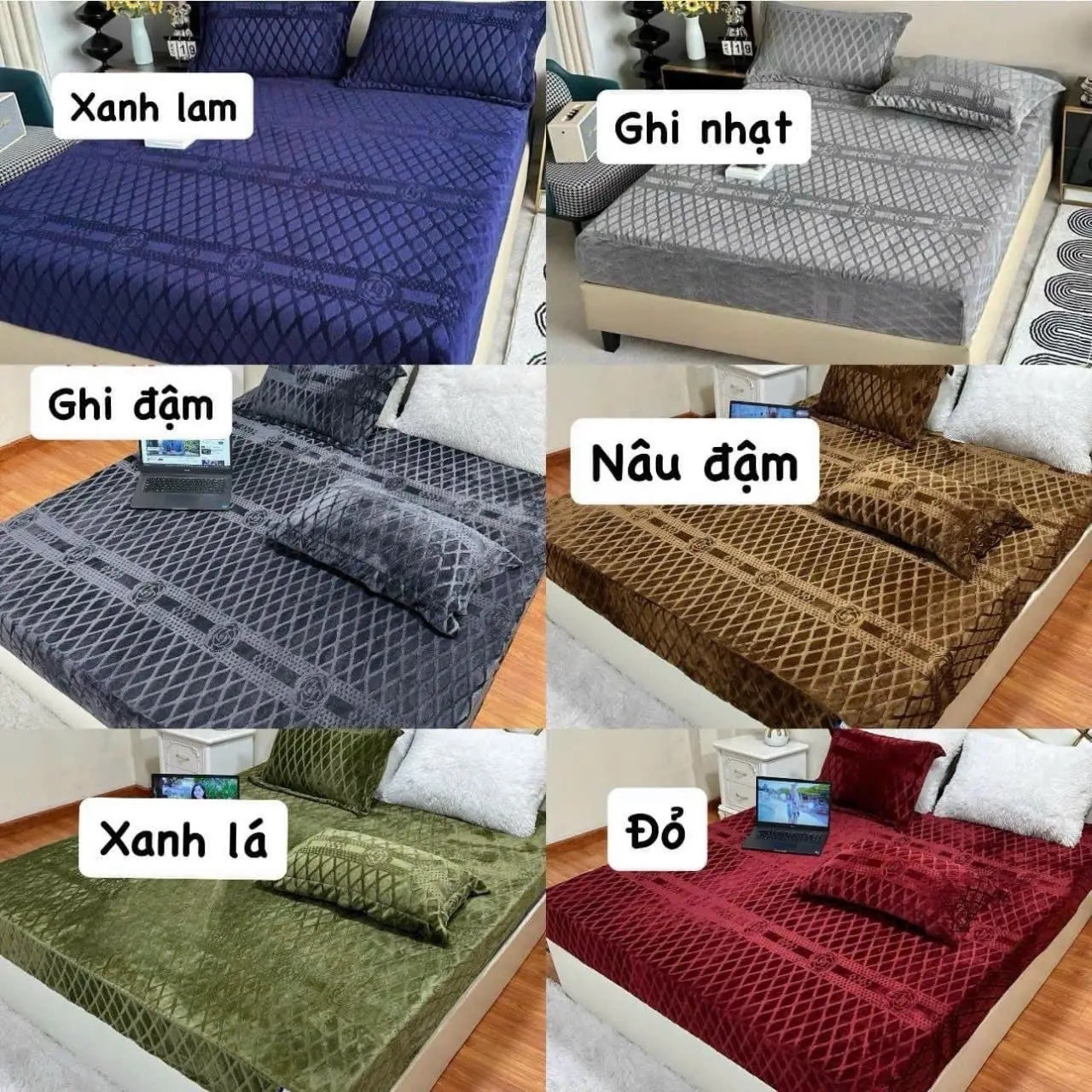 Bộ ga gối nỉ nhung coco  ( gồm 1 ga và 2 vỏ gối ) + Lẻ  1 chiếc Ga ( không vỏ gối)  , Bọc Cho Đêm 5cm đến 15cm