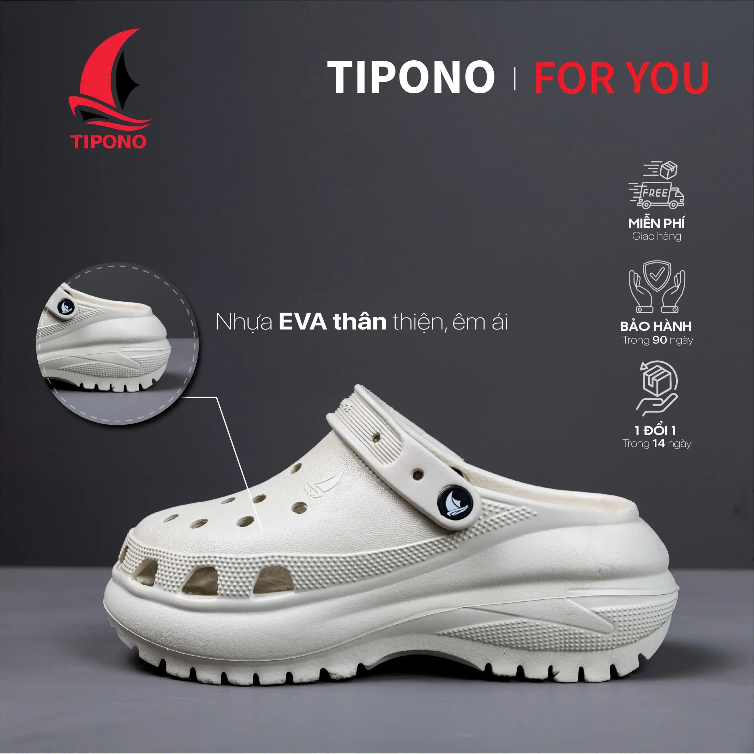 TIPONO LM35 [Tặng Charm Ngẫu Nhiên] Dép Sục Nữ Đế Cao 7cm Tăng Chiều Cao Rõ Rệt, EVA Siêu Êm Nhẹ - 1