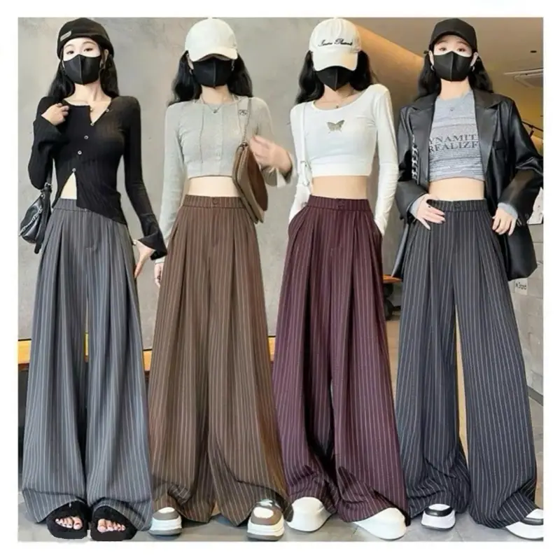 [DEAL HOT - 2 Phiên Bản Chiều Dài Để Chọn] Quần Ống Rộng Gold Hàn Kẻ Sọc Phong Cách Hàn Quốc Phối Chun Sau Siêu Tôn Dáng